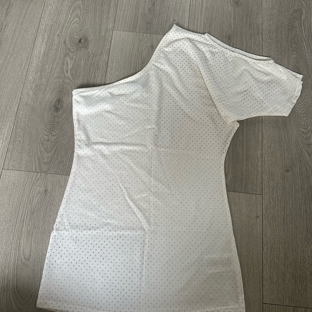 bebe One-Shoulder White Dress